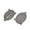 Holy Oval Carved Virgin Mary Tibetan Style Alloy Chandelier Component Links, 3 Loop Connectors, Rosary Center Pieces, Gunmetal, Lead Free & Cadmium Free, 23x14.5x3mm, Hole: 1mm, about 470pcs/kg