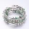 Five Loops Wrap Green Aventurine Beads Bracelets, with Crystal Chips Beads and Iron Spacer Beads, Green, 2 inch(52mm)