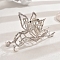 Metal Claw Hair Clips, Hair Accessories for Women & Girls, with Imitation Pearl Beads, Butterfly, Platinum, 115x65mm