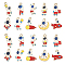 50Pcs 10 Styles Alloy Enamel Pendants, Spaceman with Star, Light Gold, White, 9~25x10~21.5x1.5~2mm, Hole: 2mm, 5pcs/style