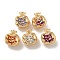Brass Micro Pave Clear Cubic Zirconia Charms, Nickel Free, Real 18K Gold Plated, Oval, Mixed Color, 10.5x9.5x6.5mm, Hole: 1.5mm