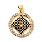 Brass Micro Pave Cubic Zirconia Pendants, Ring & Rhombus Charms, Lead Free & Cadmium Free, Long-Lasting Plated, Rack Plating, Real 18K Gold Plated, 21x18x2mm, Hole: 4x3.5mm