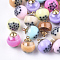 Glass Pendants, with Resin & Brass Findings, Bubble Tea, Round, Light Gold, Mixed Color, 20x16mm, Hole: 1.8mm