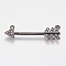Brass Micro Pave Cubic Zirconia Pendants, Arrows, Gunmetal, 7x25x2mm, Hole: 0.8mm