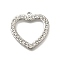 304 Stainless Steel Pendants, with Rhinestone, Heart, Stainless Steel Color, 24.5x24.5x2.5mm, Hole: 1.6mm