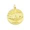 Rack Plating Brass Micro Pave Cubic Zirconia Pendants, Round with Teapot, with Jump Ring, Lead Free & Cadmium Free, Long-Lasting Plated, Real 18K Gold Plated, 21x18.5x3.5mm, Hole: 3mm