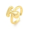 Brass Letter Open Cuff Rings for Women, Cadmium Free & Lead Free, Adjustable, Real 18K Gold Plated, Letter T, 15~16.5x7~16.5mm