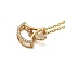 Brass Micro Pave Cubic Zirconia Ginkgo Leaf Pendant Necklaces, 201 Stainless Steel Cable Chain Necklaces for Women, Light Gold, 16.14 inch(41cm)
