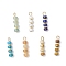7Pcs 7 Styles Natural Mixed Gemstone Disc Heishi Beaded Pendants, with 304 Stainless Steel Loops and Glass Seed Beads, Mixed Dyed and Undyed, Golden, 19x4mm, Hole: 2.3mm, 1pc/style