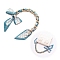 Aluminum Bag Extender Chains, with Alloy Clasps and Bowknot Ribbon, for Bag Straps Replacement Accessories, Cadet Blue, 340~400mm