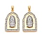 Brass Micro Pave Cubic Zirconia Pendants, Cadmium Free & Lead Free, Arch with Virgin Mary Charms, Real 18K Gold Plated, 30x18x3.5mm, Hole: 3~3.5x5.5mm