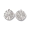 Tarnish Resistant 304 Stainless Steel Pendant Rhinestone Settings, Flat Round with Orange Pattern, Stainless Steel Color, Fit for 1.5mm and 1.2mm Rhinestone, 24x20x3mm, Hole: 2mm