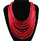 Bohemian Style Imitation Leather Cord Multi Layered Necklaces, Red, 17.72 inch(45cm)