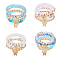 4 Sets 4 Style Glass Beaded Stretch Bracelets Set, Alloy Butterfly Charms Stackable Bracelets, Mixed Color, Inner Diameter: 1-7/8~2 inch(4.65~5.05cm), 4pcs/set, 1set/style