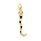 Brass Micro Pave Cubic Zirconia Enamel Pendants, with Jump Ring, Snake, Real 18K Gold Plated, Black, 26x6x4mm, Hole: 3mm