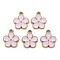 Alloy Enamel Pendants, Light Gold, Cadmium Free & Nickel Free & Lead Free, Flower, Pink, 17x14x2.5mm, Hole: 1.6mm