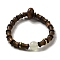 Black Wood Bamboo Joint Beaded Stretch Bracelet, Synthetic Luminous Mala Beads Bracelet for Women, Sienna, Inner Diameter: 2-1/4 inch(5.8cm)