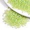 8/0 Glass Seed Beads, Inside Colours, Round Hole, Round, Transparent Colours Rainbow, Green Yellow, 8/0, 3~4x2~3mm, Hole: 0.8mm, about 15000pcs/bag