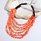 Flat Round Resin & Coconut Heishi Beaded Multi Layered Necklaces for Women, Coral, 17.72 inch(45cm)