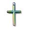Ion Plating(IP) 304 Stainless Steel Pendants, Cross Charms, Multi-color, 33x20x3mm, Hole: 2mm