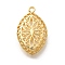 Brass Pendants, Cadmium Free & Nickel Free & Lead Free, Hollow Flower Charms, Oval, Real 18K Gold Plated, 34x21x8mm, Hole: 2mm