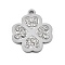 304 Stainless Steel Rhinstones Pendants, Clover, Stainless Steel Color, 16x14x1.5mm, Hole: 1.5mm