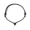 Adjustable Waxed Polyester Cord Bracelet Making, with 304 Stainless Steel Rings, Black, Stainless Steel Color, Inner Diameter: 2-3/8~5-1/8 inch(6~13cm)