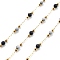 Sodalite & Howlite & 304 Stainless Steel Beads Link Chains, with 316 Stainless Steel Chains, Ion Plating(IP), Real 18K Gold Plated, Soldered, Round, with Spool, 3~3.5mm