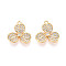 Brass Micro Pave Cubic Zirconia Pendants, Clover, Real 18K Gold Plated, 18x16.5x3mm, Hole: 1.4mm