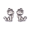 304 Stainless Steel Kitten Pendants, Cartoon Cat Shape, Antique Silver, 15.5x10.5x2.5mm, Hole: 1.6mm