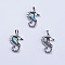 Abalone Shell/Paua Shell Pendants, with Rhinestone and Platinum Tone Brass Bail, Sea Horse, 35.5x24x5mm, Hole: 5x8mm