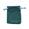 Velvet Jewelry Drawstring Storage Pouches, Rectangle, Teal, 9.5x7x0.5cm