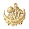 Ion Plating(IP) 304 Stainless Steel Pendants, Moon with Mushroom Charm, Real 18K Gold Plated, 28x24.5x3mm, Hole: 2mm