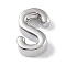Brass Pendants, Cadmium Free & Nickel Free & Lead Free, Letter Charms, Platinum, Letter S, 9x6x3mm, Hole: 1.5mm