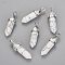 Synthetic Howlite Pointed Pendants, with Platinum Tone Random Alloy Pendant Hexagon Bead Cap Bails, Bullet, 36~40x12mm, Hole: 3x4mm, Gemstone: 8mm in diameter
