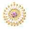 304 Stainless Steel Pendants, Flower Charm, with Glass and Resin, Real 18K Gold Plated, Faceted, White, 40.5x38x7.5mm, Hole: 1.6mm