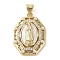 Brass Micro Pave Clear Cubic Zirconia Pendants, Cadmium Free & Lead Free, with ABS Imitation Pearl, Real 18K Gold Plated, Octagon, 24.5x17.5x4mm, Hole: 3.5x4mm