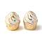 Cake Rack Plating Brass Enamel Beads, Cadmium Free & Lead Free, Long-Lasting Plated, Real 18K Gold Plated, White, 12.5x10x10.5mm, Hole: 3mm