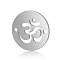 201 Stainless Steel Links connectors, Flat Round with Om Symbol, Stainless Steel Color, 12x0.8mm, Hole: 0.8mm
