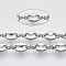 Tarnish Resistant 304 Stainless Steel Coffee Bean Chains, with Spool, Unwelded, Stainless Steel Color, Link 1: 7.5x5x1.5mm, Link 2: 6x3x1mm, about 32.8 Feet(10m)/roll