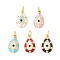 Rack Plating Brass Micro Pave Cubic Zirconia Pendants, with Enamel, Long-Lasting Plated, Real 18K Gold Plated, Cadmium Free & Lead Free, Teardrop with Evil Eye, Mixed Color, 18.5x11x4mm, Jump Ring: 6x1mm, 4mm Inner Diameter