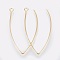 Ion Plating(IP) 304 Stainless Steel Earring Hooks, Ear Wire, with Horizontal Loop, Golden, 41x22x0.8mm, Hole: 2.5mm, 20 Gauge, Pin: 0.8mm