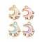 Alloy Glass Pendants, Moon, with Rhinestone & ABS Imitation Pearl Beads, Rack Plating, Cadmium Free & Nickel Free & Lead Free, Golden, 18.5x13.5x4mm, Hole: 1.8mm