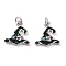 Rack Plating Brass Micro Pave Colorful Grade AAA Cubic Zirconia Pendants, with Enamel and Jump Ring, Long-Lasting Plated, Cadmium Free & Lead Free, Witch Hat Charms, Platinum, 11x11.5x2.5mm, Hole: 2mm