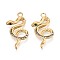 304 Stainless Steel Pendants, with Rhinestone, Snake, Real 14K Gold Plated, 28x16x3mm, Hole: 2.2mm