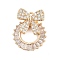 Brass Cubic Zirconia with Glass Pendants, Cadmium Free & Nickel Free & Lead Free, Bowknot Charms, Real 18K Gold Plated, 19.5x15.5x6mm, Hole: 1.4mm