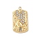 304 Stainless Steel Rhinestone Pendants, Rectangle Moon & Star Charms, Real 18K Gold Plated, 22.5x12.5x2mm, Hole: 1.4mm