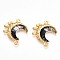 304 Stainless Steel Pendants, Moon, Ion Plating(IP), with Resin, Black, 21.2x17.8x4mm, Hole: 1.6mm