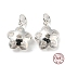 925 Sterling Silver Pendants, with Jump Rings, Hollow Flower Charms, Silver, 13x11x5mm, Hole: 4mm