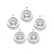 Non-Tarnish 304 Stainless Steel Charms, Flat Round with Tree of Life, Stainless Steel Color, 14x12x1mm, Hole: 1mm